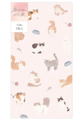 【ねこ文具】封筒 のし袋　気どらないのし袋　猫　カジュアルピンク　3枚入