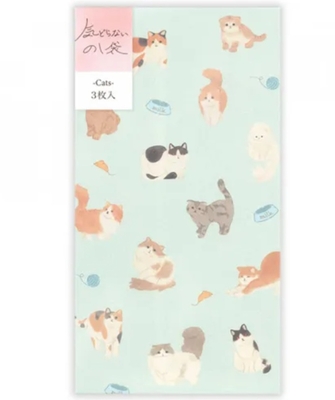【ねこ文具】封筒 のし袋　気どらないのし袋　猫　カジュアルブルー　3枚入