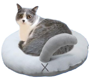 【猫のベッド】ラウンドキャットベッド　ひやっともちっとネコけつベッド　グレー/ホワイト