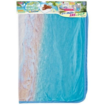 【猫のマット】夏掛けクール寝具　ひんやり大きめサマーケット　ビーチ　ワイドサイズ　100cm&times;70cm　海辺みたいなブランケット