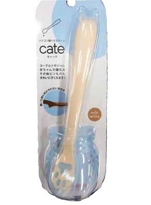 【ねこ雑貨 キッチン用品】シリコン製ヘラスプーン　キャッ手　ホワイト