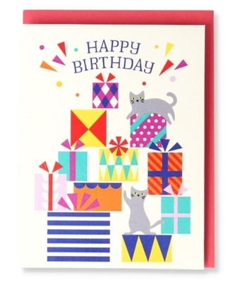 【ねこ雑貨 グリーティングカード】お誕生日祝い　猫とプレゼントボックス　ポップアップバースデーカード　HAPPY BIRTHDAY　メッセージカード