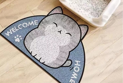 【猫のトイレ用品】砂取りマット　猫の砂とりトイレマット　グレー  Sサイズ 40cm&times;30cm　トイレの出口において 猫砂を散らかさない