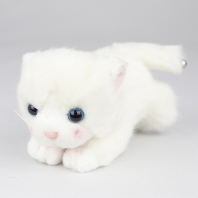 【ねこ雑貨 ぬいぐるみ】猫のぬいぐるみ　這い猫のプチシェリー　小さな子猫のぬいぐるみ　白猫