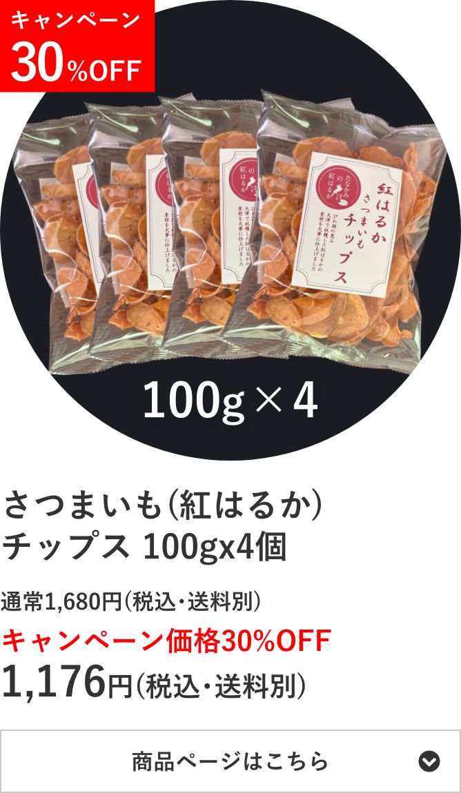 さつまいも(紅はるか)チップス 100g×4個