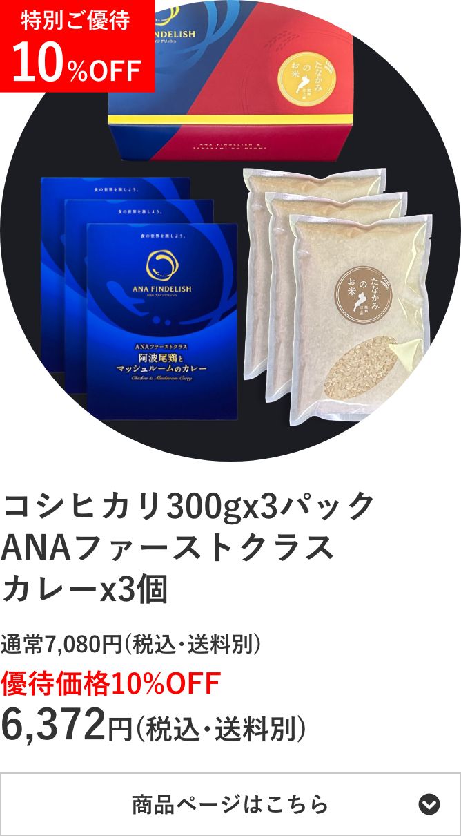 コシヒカリ300g×3個 ANAファーストクラスカレー3個セット