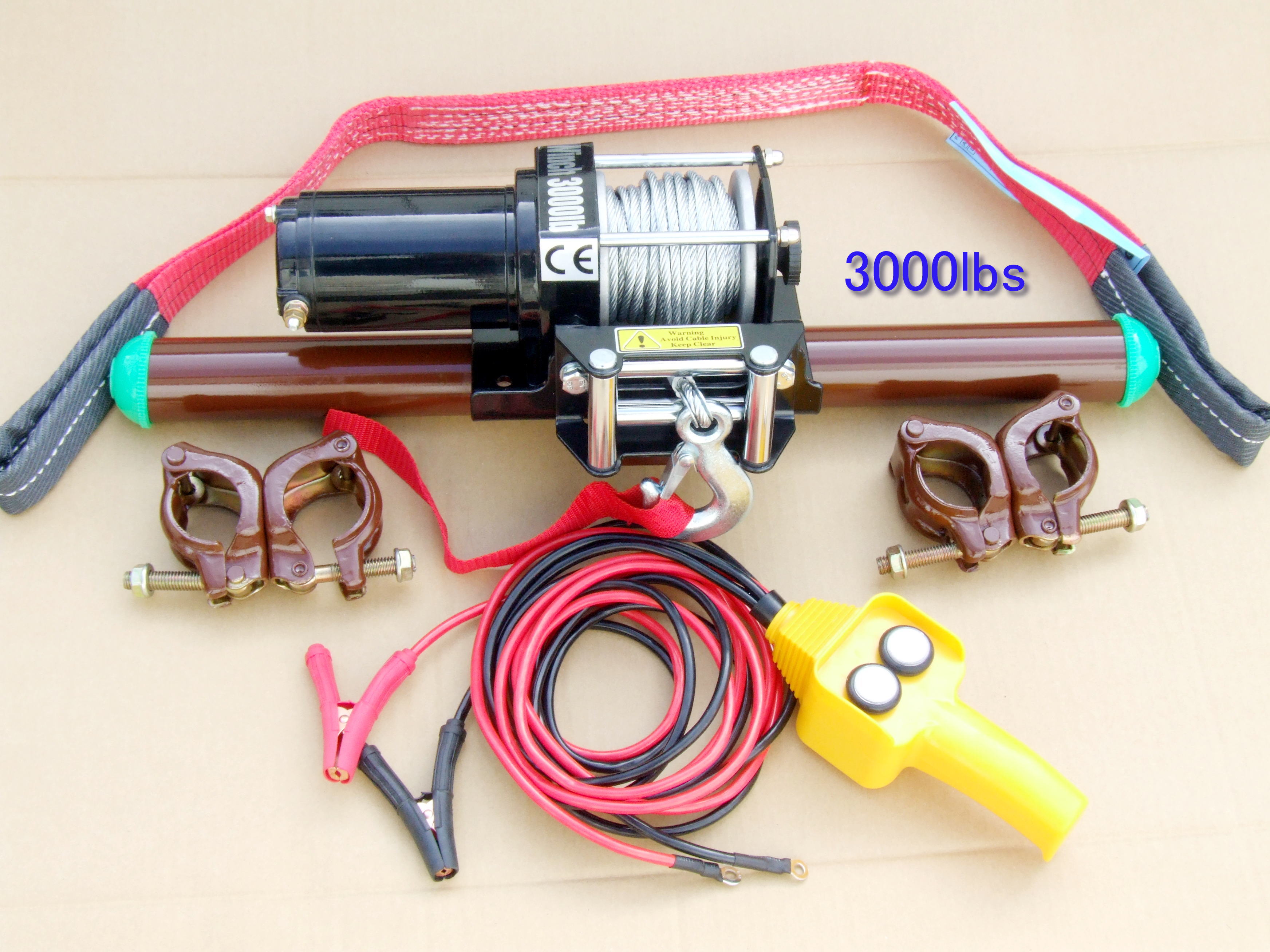 軽トラ等に携帯型ポータブル電動12ｖウインチ3000lbs 有線リモコン 無線リモコンの２種あり 送料無料 ｔｍｒ工房ショップ店