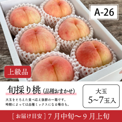 旬採り桃A26/【上級品】旬採り桃 大玉 5-7玉入 40S