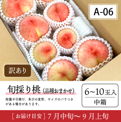 旬採り桃A06/【訳あり品】旬採り桃 6-10玉入 92W