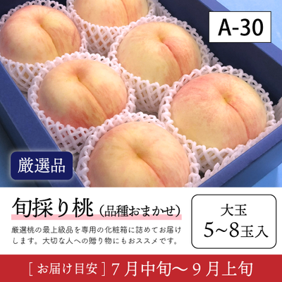 旬桃リズム}【受付準備中】A30/【厳選品】旬採り桃 5-8玉入 8R