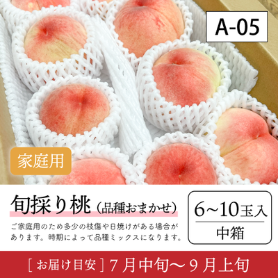 旬採り桃}【受付準備中】A05/【家庭用】旬採り桃 6-10玉入 92K