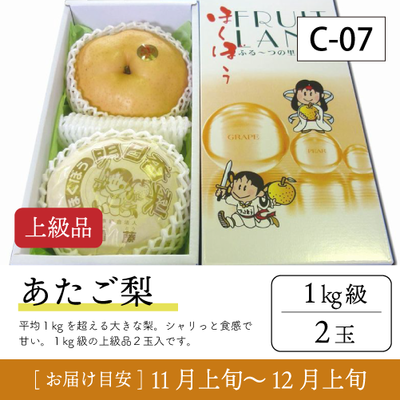 あたご梨}【受付準備中】C07/あたご梨【1.0kg級2玉/上級品】20R