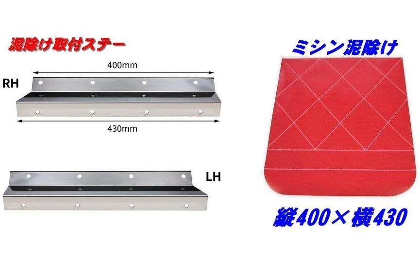 ミシン泥除け400×430-2枚組＋取付ステー幅400/430mm セット