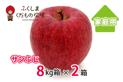 サンふじ 家庭用 8kg（16～32個）×2箱
