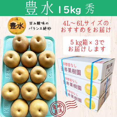 豊水梨【15kg（5kg&times;3箱）】秀
