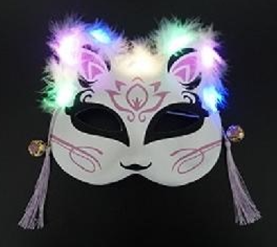 光る 猫半面