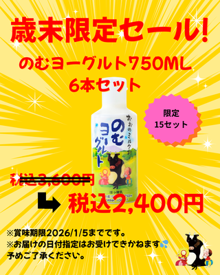 歳末限定セール！のむヨーグルト750ml6本セット