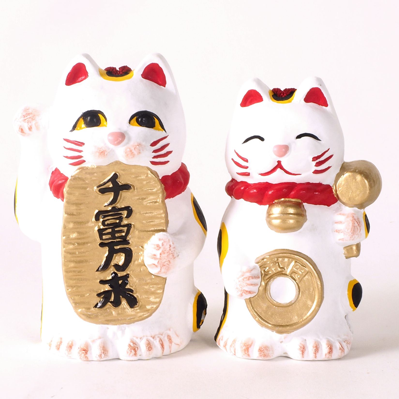 富来猫（マネーき猫）白色タイプ/太郎＆次郎※金運上昇開運グッズ