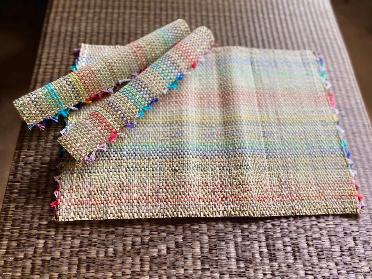 七島藺 座布団 国産希少 手作り工芸品 （七島藺のランチョン