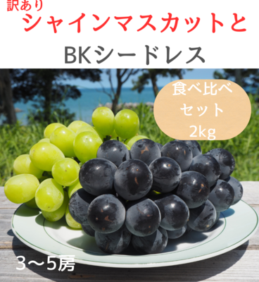 安部葡萄【訳あり】シャインマスカットとBKシードレス2kg 食べ比べセット※期間限定