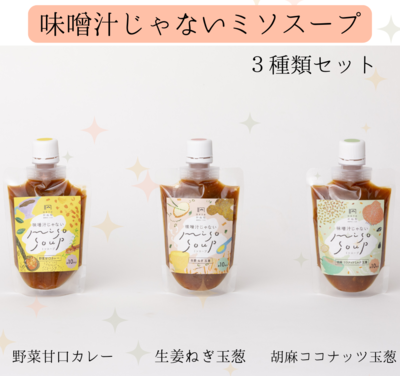 味噌汁じゃないミソスープシリーズ/生姜ねぎ玉葱・野菜甘口カレー・胡麻ココナッツ玉葱（3種）インスタント味噌スープ