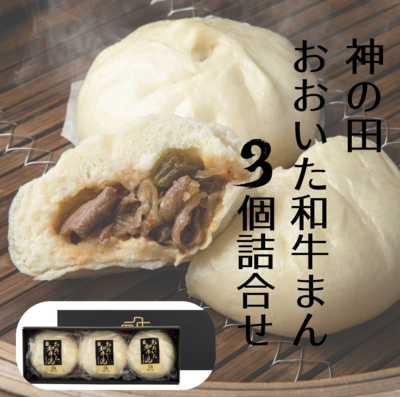 おおいた和牛まん3個詰合せ〈神の田の豚まん〉ギフト箱入り