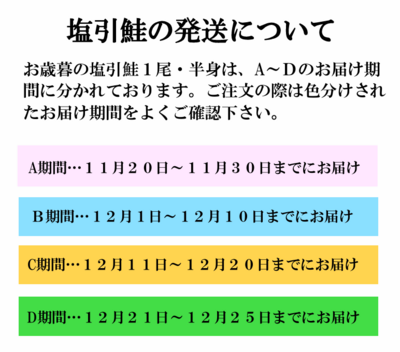 塩引鮭のお届け期間