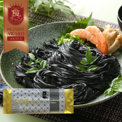 手綯いの稲庭うどん　漆黒【SHIKKOKU】180ｇ（2人前）｜食チャン2025奨励賞｜稲庭吟祥堂本舗