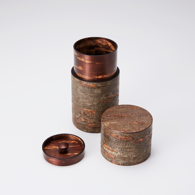 総皮細型チラシ｜樺細工/茶筒｜冨岡商店