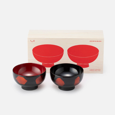 銀間　夫婦坪汁椀　ペア木箱入り｜茶碗・お椀・食器・川連漆器・ギフト｜佐藤商事