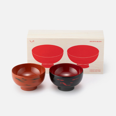 根来・曙　夫婦坪汁椀　ペア木箱入り｜茶碗・お椀・食器・川連漆器・ギフト｜佐藤商事