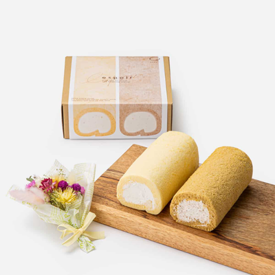 花とスイーツの贈り物　体を想う大人のための米粉と蕎麦粉のロールケーキセット｜ケーキ・お菓子・米粉｜菓子工房エスポワール