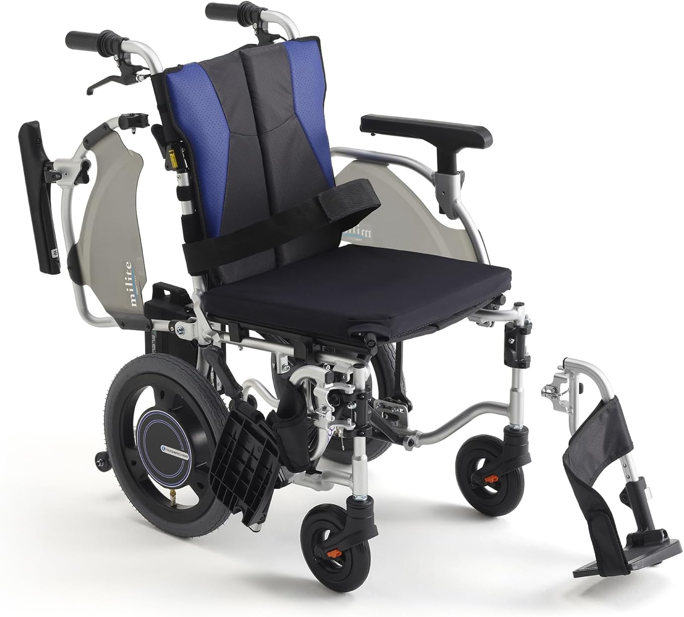 ミキ 介助用車椅子 ネイビー ストライプ　車椅子 MiKi/ミキ】 サニタリー車いす STR-4 多機能 介助式車椅子
