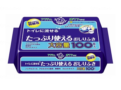 日本製紙クレシア Tﾄｲﾚに流せるﾀｯﾌﾟﾘ使えるおしりふき 100枚 入×２４袋/ケース