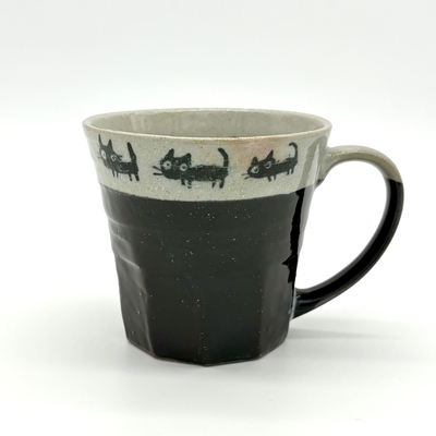 カネ仁黒猫の散歩マグ黒(Y1356)