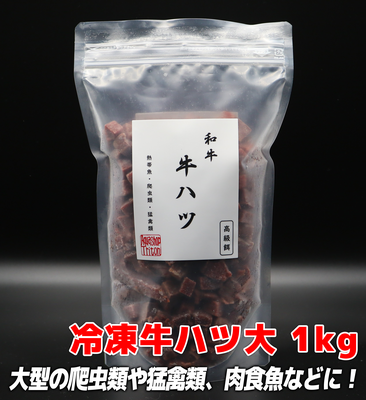 【大型サイズ】高級餌 オリジナル冷凍牛ハツ大 1kg　大型の爬虫類や猛禽類、肉食魚などに！！