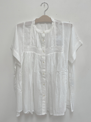 インドコットン ギャザーブラウス white SH-006