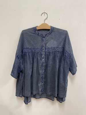 インドコットン ケミカル加工シャツ indigo SH-008