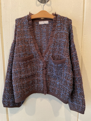 audrey and john wad ツイード柄ニットジャケット brown KT-008