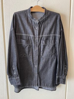 バンドカラーデニムシャツ black SH-018