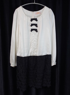 minimum　minimum［ミニマムミニマム］ウエスト切り替えワンピースミニ　ホワイト&times;ブラック