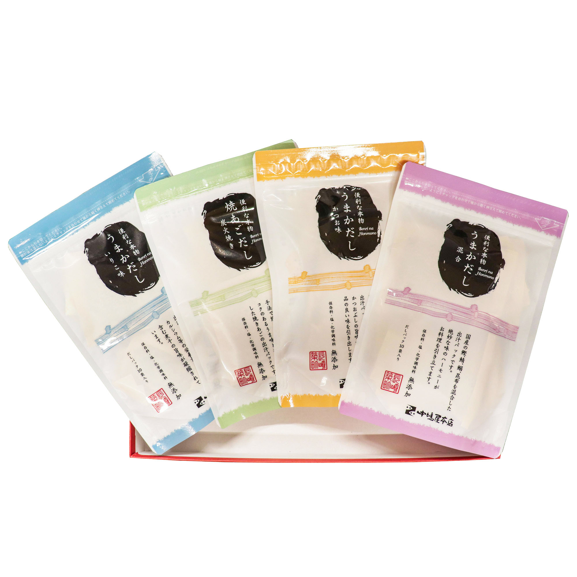 うまかだし4種詰め合せ｜長崎の削り節・無添加だしはだし専門店【中嶋