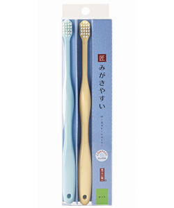 みがきやすい歯ブラシ 極コンパクト ( ふつう・先細毛タイプ ）2本組 ( ブルー・イエロー ）