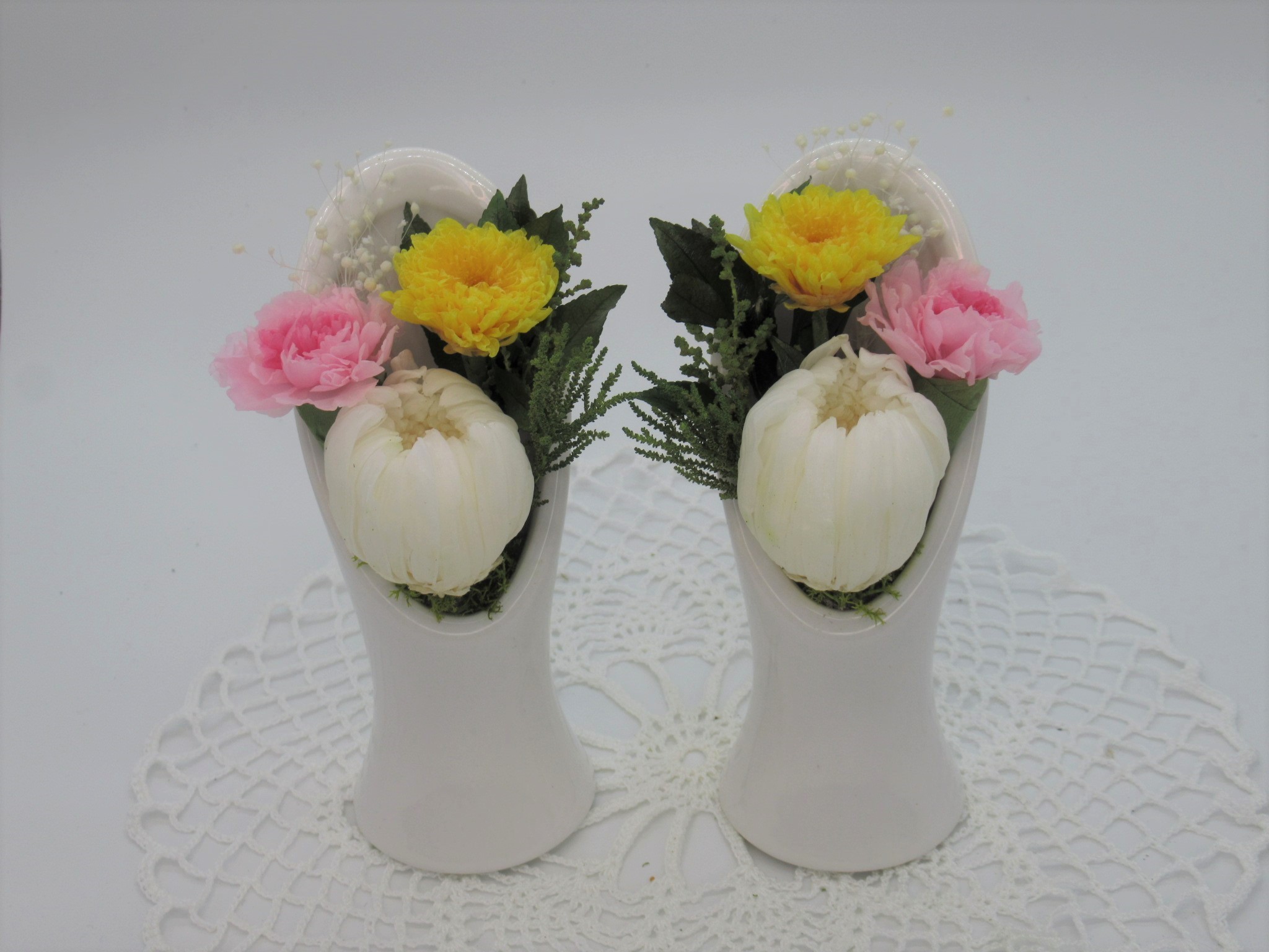 オーダー プリザーブドフラワー ミニ仏花 琴葉 お供え花 一対 2点セット 納骨堂 ペット用にも 花曜日オンライン