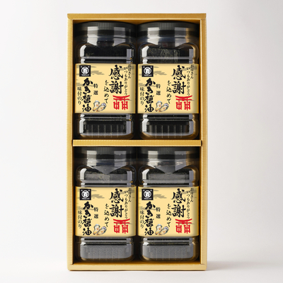 【母の日ラベル】特選かき醤油味付のり 4本入り［箱入り］（特かき-20H）