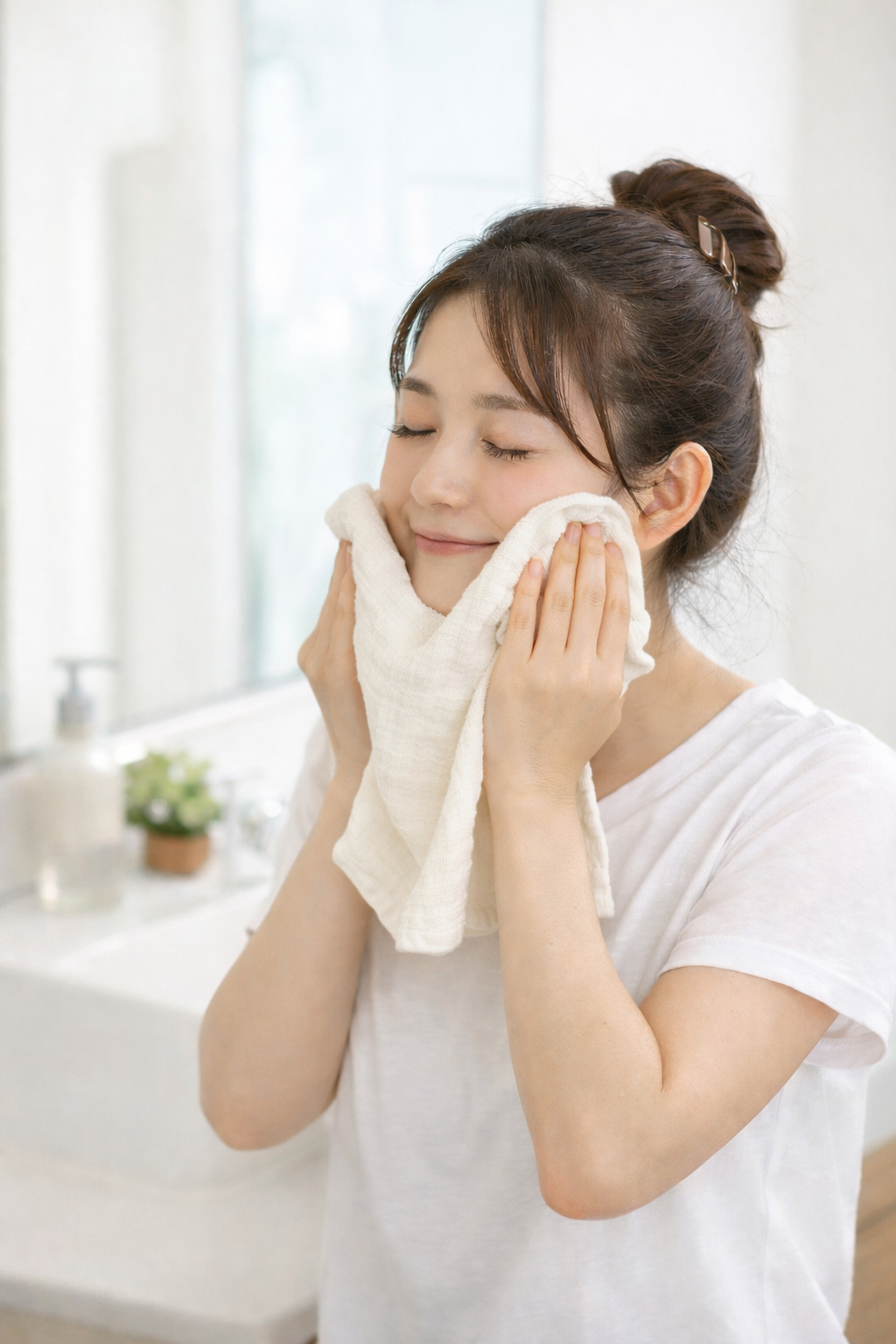 洗顔後にやさしく当てる