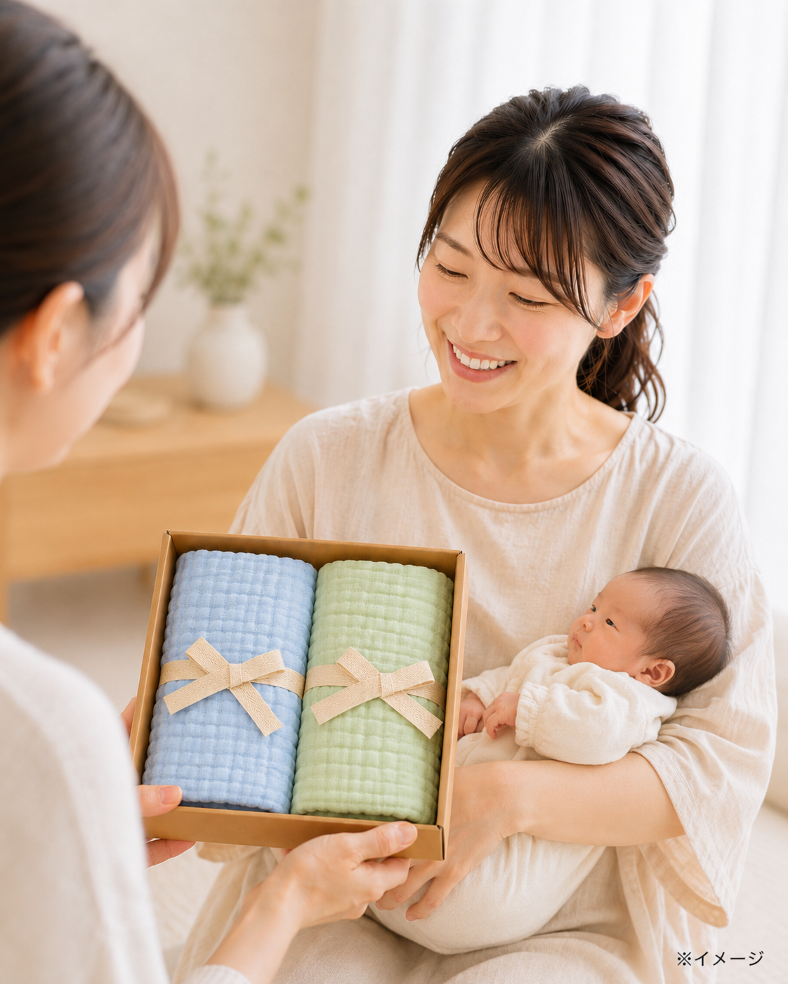 パステルガーゼ しかくいおくるみ 2枚箱入りギフトセット