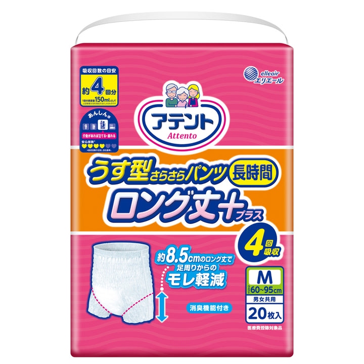 アテント うす型さらさらパンツ 長時間ロング丈プラス【4回吸収