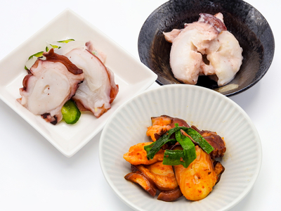 愉快なタコの仲間たち(6袋入り)(タコキムチ・タコマリネ・タコ粕漬け)