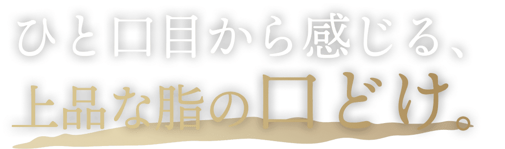ひと口目から感じる、上品な脂の口どけ。
